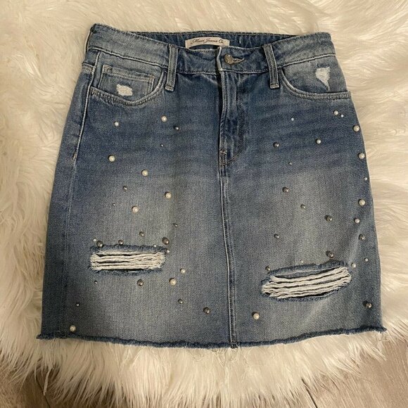 Mavi Frida Skirt Mini Pearl Size XS Distressed - Picture 2 of 8